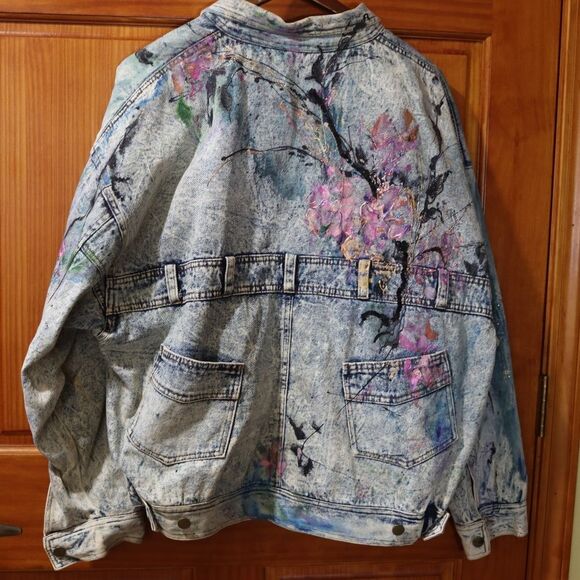 Giorgio Morandi Vintage 80s Denim Doleman Pant Leg Jean Jacket LG - Picture 15 of 16